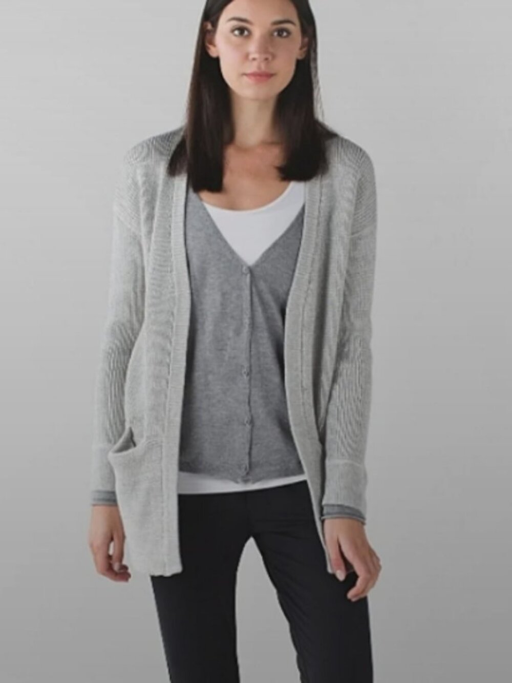 Lululemon Vestigan Heathered Gray Angel Wing Cardigan W4E32S Size 6 or 8? Medium